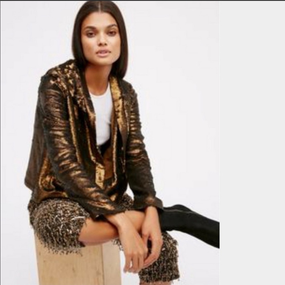 Free People sequin zip-up hoodie